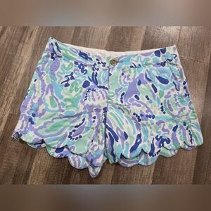 Lilly Pulitzer The Buttercup Shorts Scalloped Blue Cottagecore Coastal 0 Y2k 90s